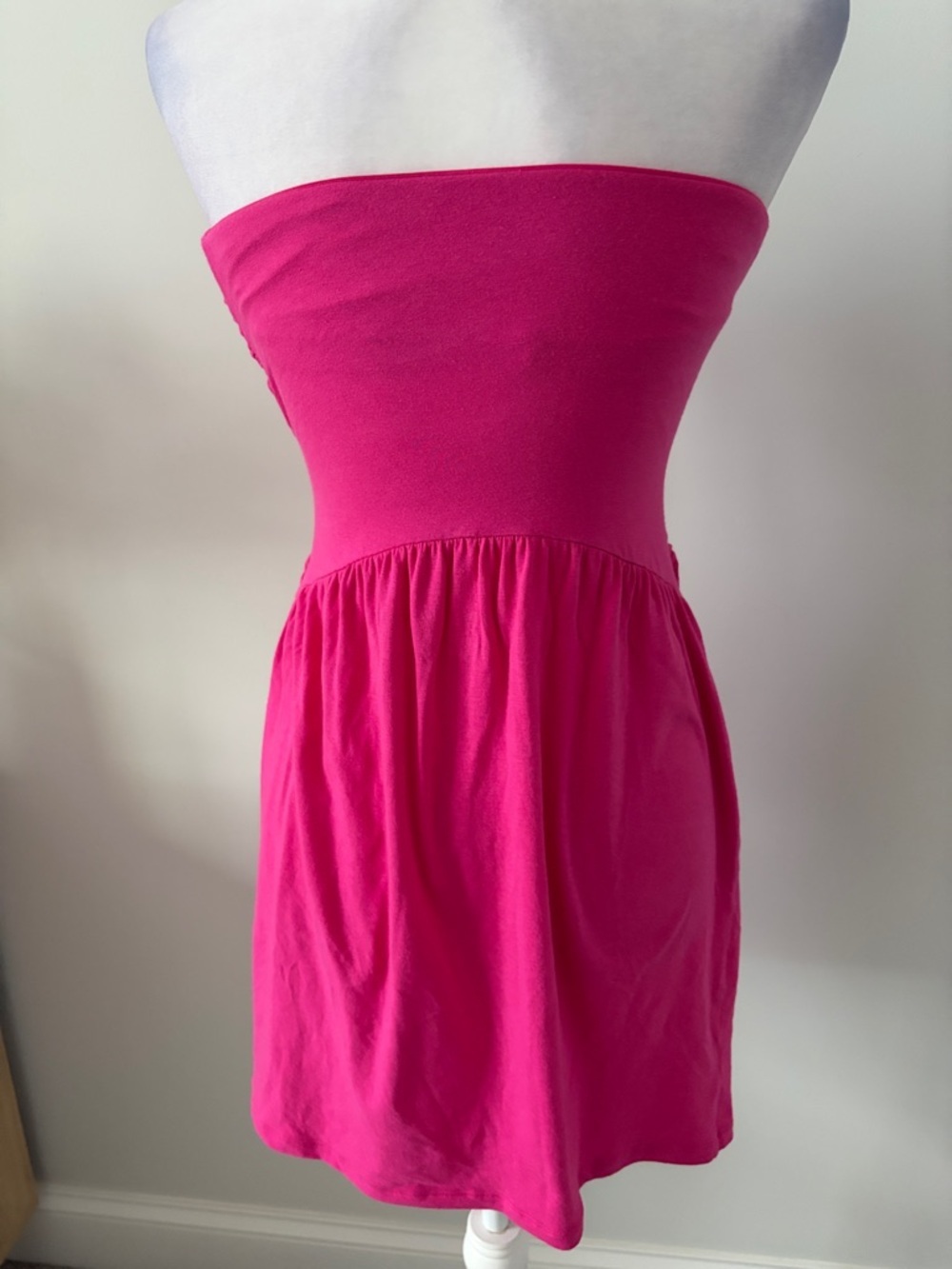 Strapless Hot Pink Ruched Cover Up - Picture 2 of 3